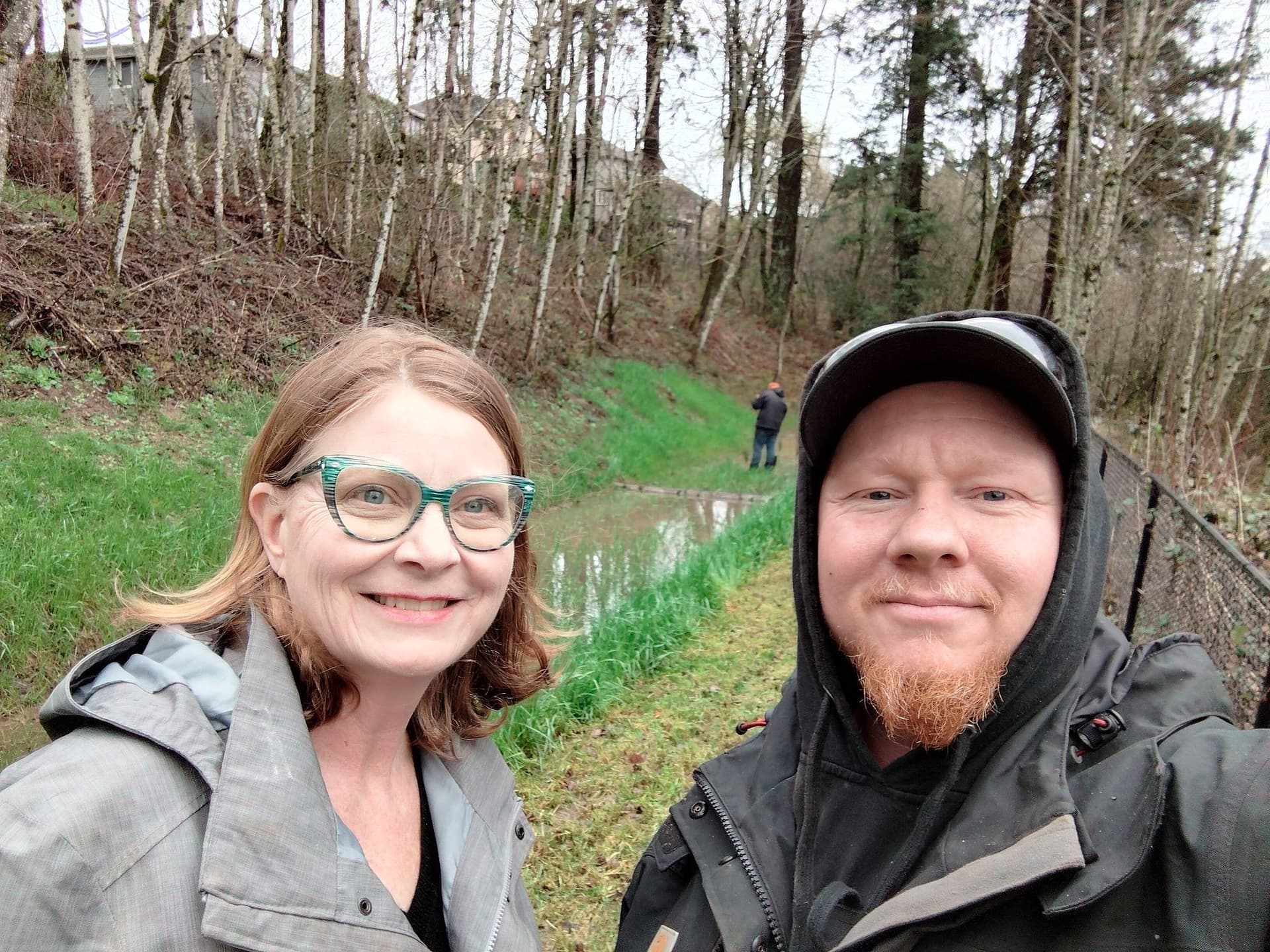 Native plants installed along swale edge