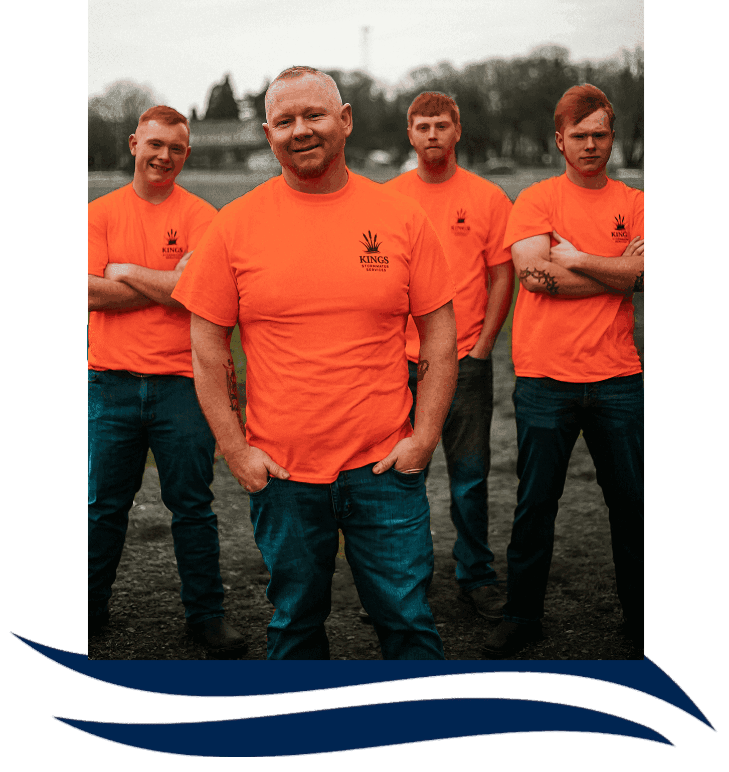 Tyler King and his three sons - the Kings Stormwater Services team