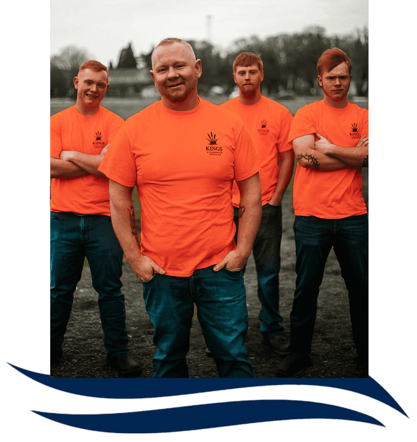 Tyler King and his three sons - the Kings Stormwater Services team